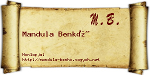 Mandula Benkő névjegykártya